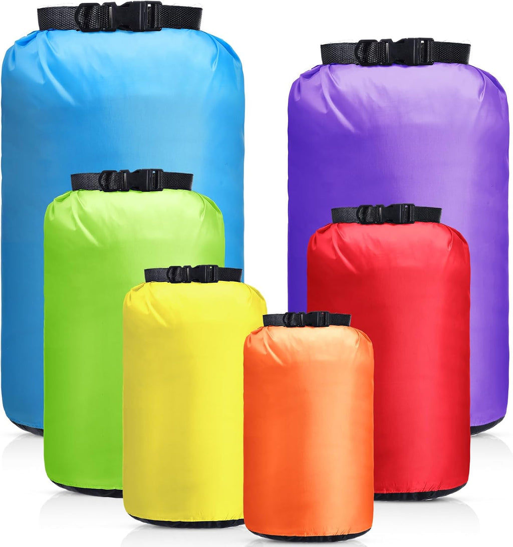 6 Pcs Waterproof Dry Bag Set for Kayaking & Camping,Fluorescent