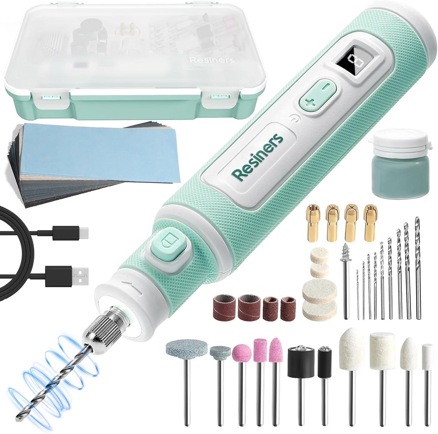 Resiners 52pcs Cordless Rotary Tool Kit for Resin Jewelry DIY Crafts