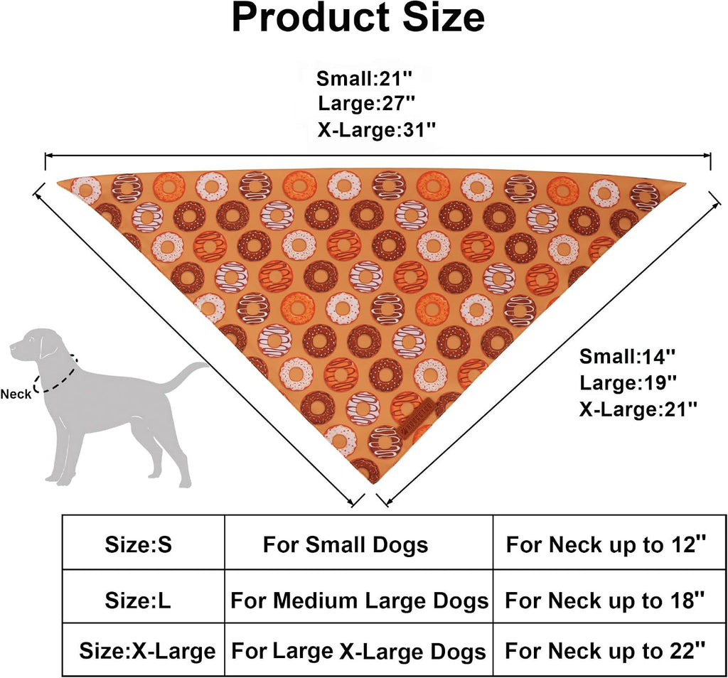 ADOGGYGO Football Dog Bandanas Boy, 2 Pack Football & Donut Scarf, X-Large