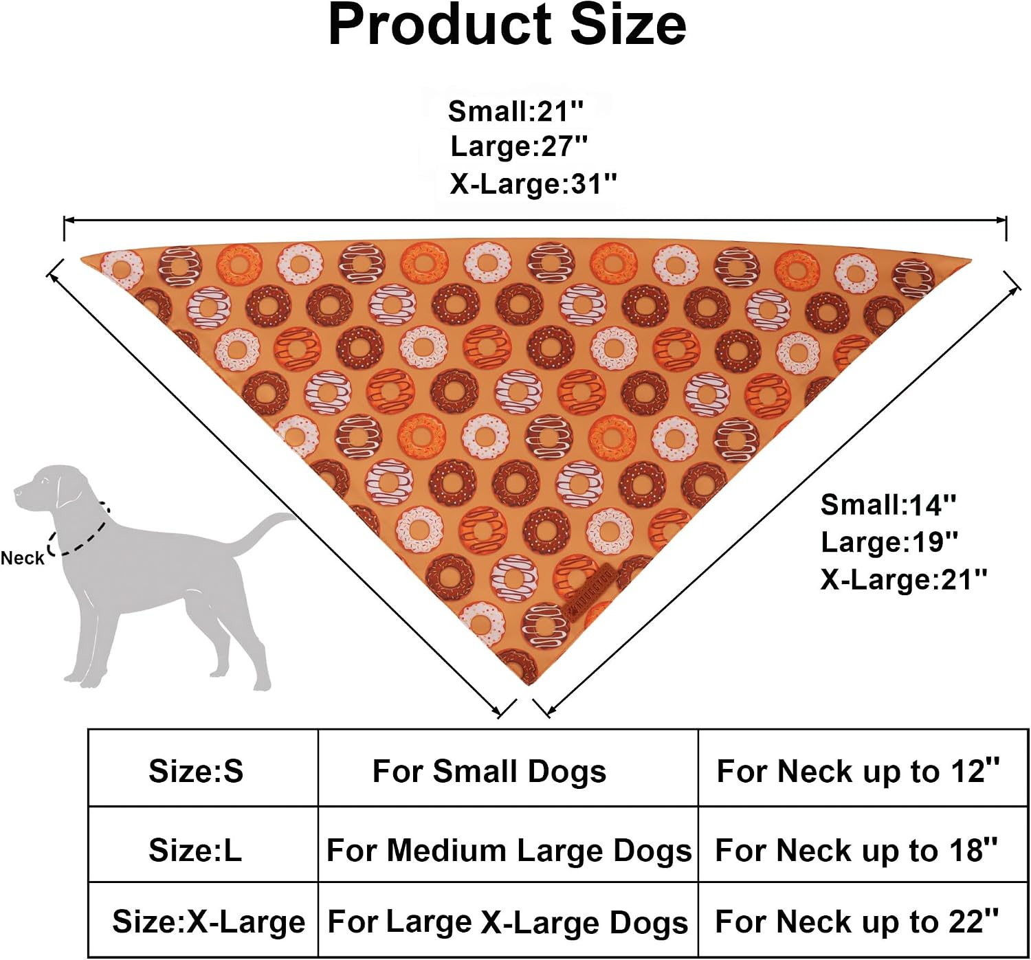 ADOGGYGO Football Dog Bandanas Boy, 2 Pack Football & Donut Scarf, X-Large