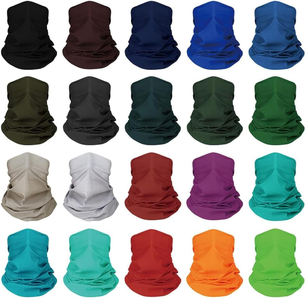 20 pcs Breathable Neck Gaiter Face Scarf Mask for Men Women Sun Protection Bandana Hiking, Cycling, Sports, Fishing