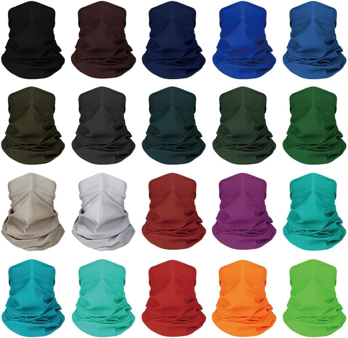 20 pcs Breathable Neck Gaiter Face Scarf Mask for Men Women Sun Protection Bandana Hiking, Cycling, Sports, Fishing