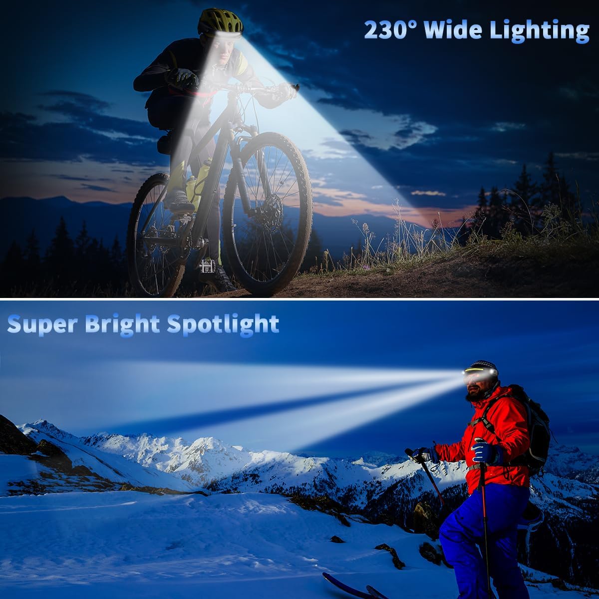 ZioeYiue Headlamp Rechargeable 5PCS, 230°Wide Beam LED Head Lamp for Adults