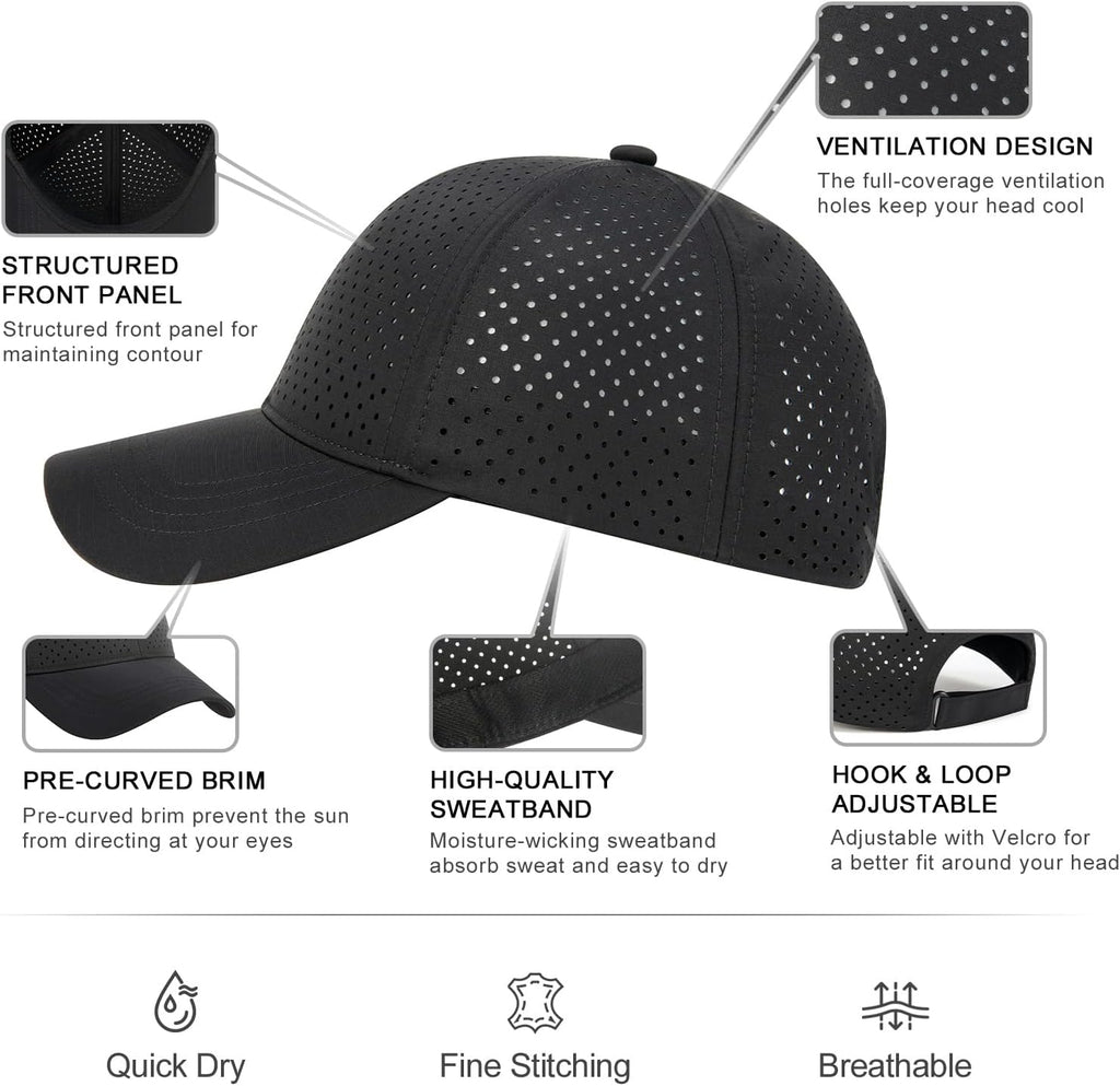 FEINION Men Laser Mesh Breathable Snapback Baseball Cap