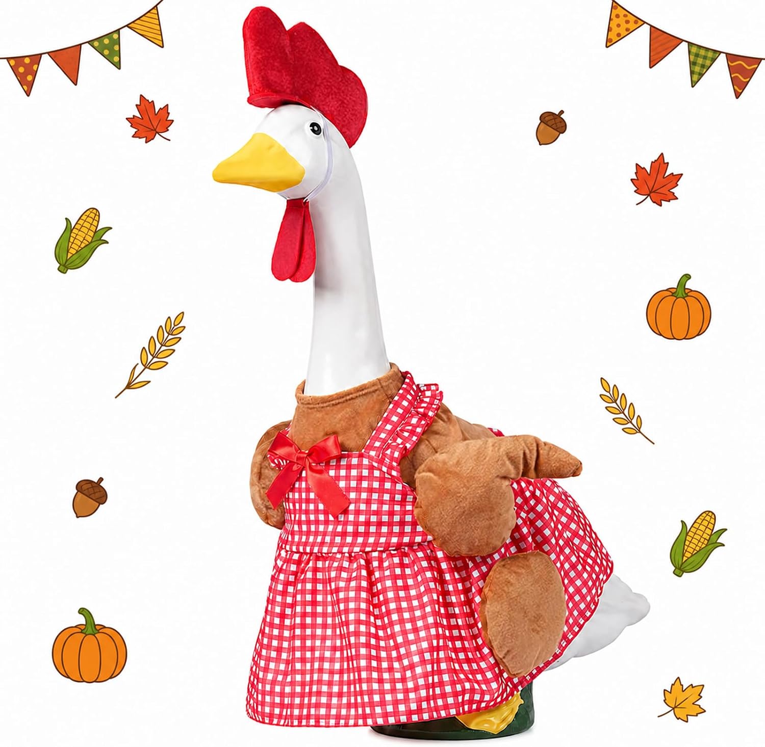 Back to School Porch Goose Outfit Set for 23'' Plastic Statue, Lawn Porch Goose Clothes with Apple for School Outdoor Garden Yard Patio Decor(Back to School)