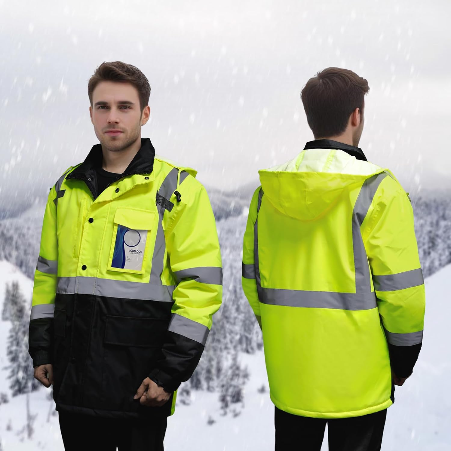 Reflective High Vis Safety Jackets for Men, Yellow-B, L