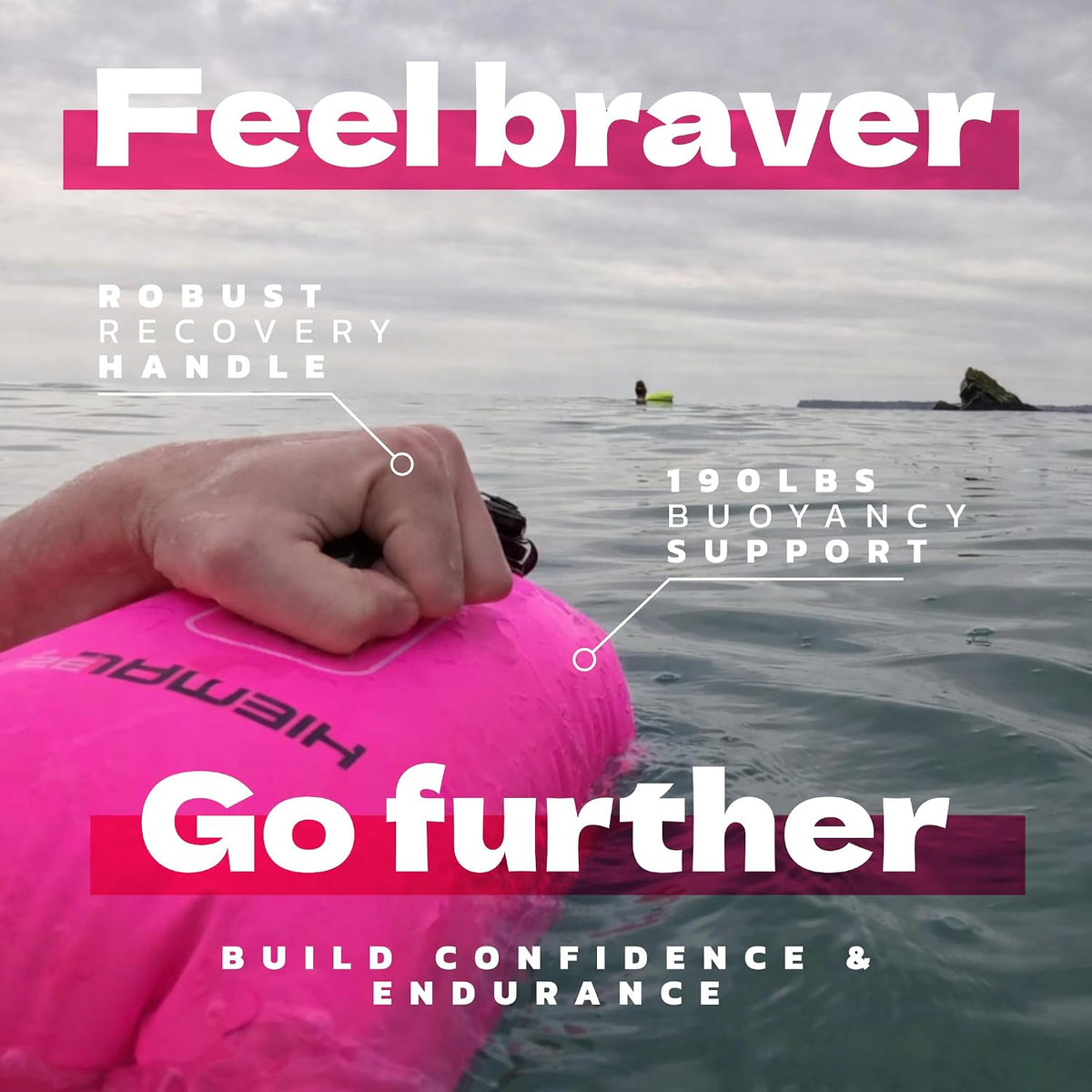 Swim Buoy for Open Water with Dry Bag 15L - Fully Waterproof Swim Bubble - Be Safe with Higher Visibility, Toughened Nylon and Rest Handle Swimming Buoy - Open Water Buoy for All Season Swimmers