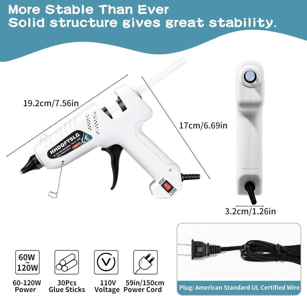Hot Glue Gun Kit with 30 Sticks, 60/120W Full Size Dual Power Glue Gun