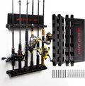 Fishing Rod Holder for Garage, 2-Pack Wall Mount Fishing Pole Rack Holds Up to 12 Rods or Combos, Vertical Rod Storage Organizer with Soft EVA Grip Pads, Fits Most Fishing Rods 3-19mm