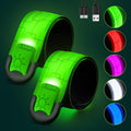 Fitense Rechargeable LED Armband 2-Pack, High Visibility Running Gear for Night Safety, 5 Colors & 3 Modes Light Up Wristbands for Night Walking, Cycling, Running Gift for Women Men Kids，White