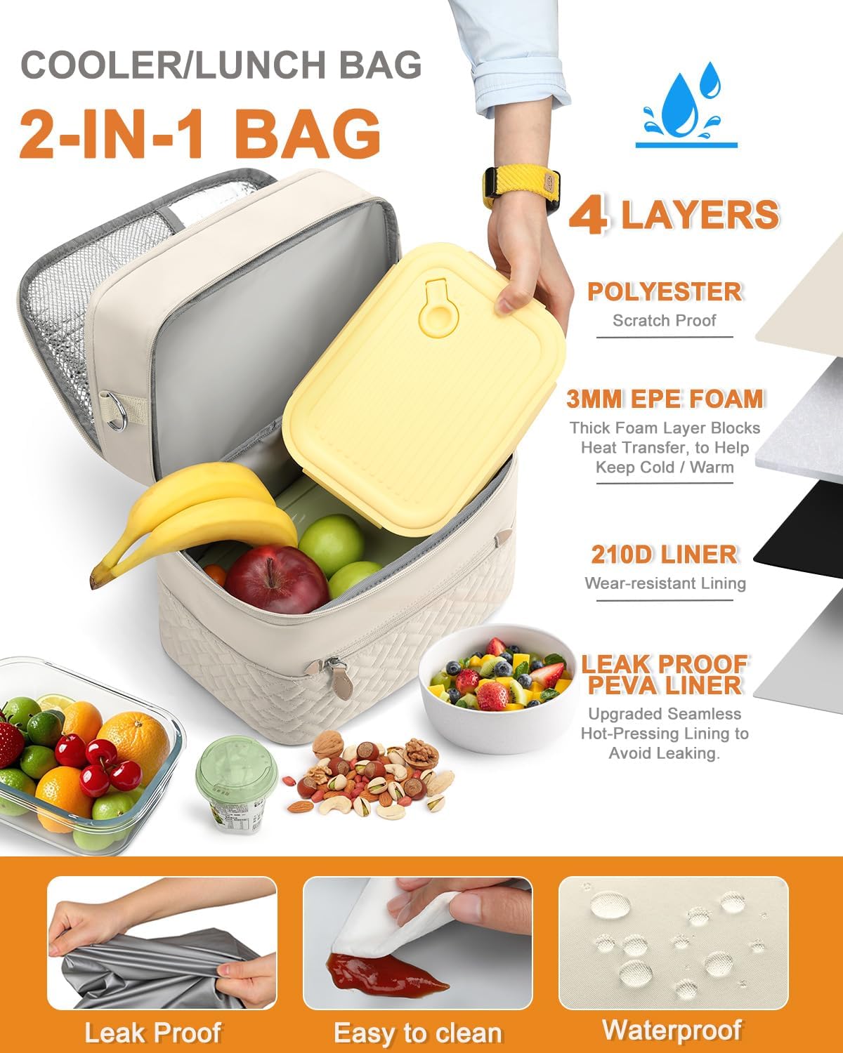 Capolo Lunch Bag for Women Men Insulated Lunch Tote Leakproof Lunchbox Bags