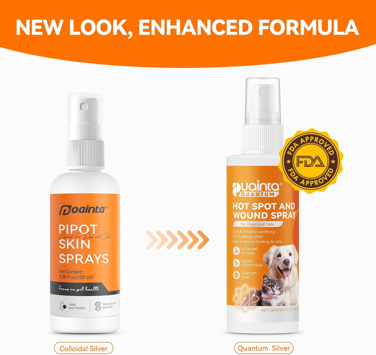 PUAINTA Dog Hot Spot Spray for Itch Relief - Quantum Silver Pet Skin Care