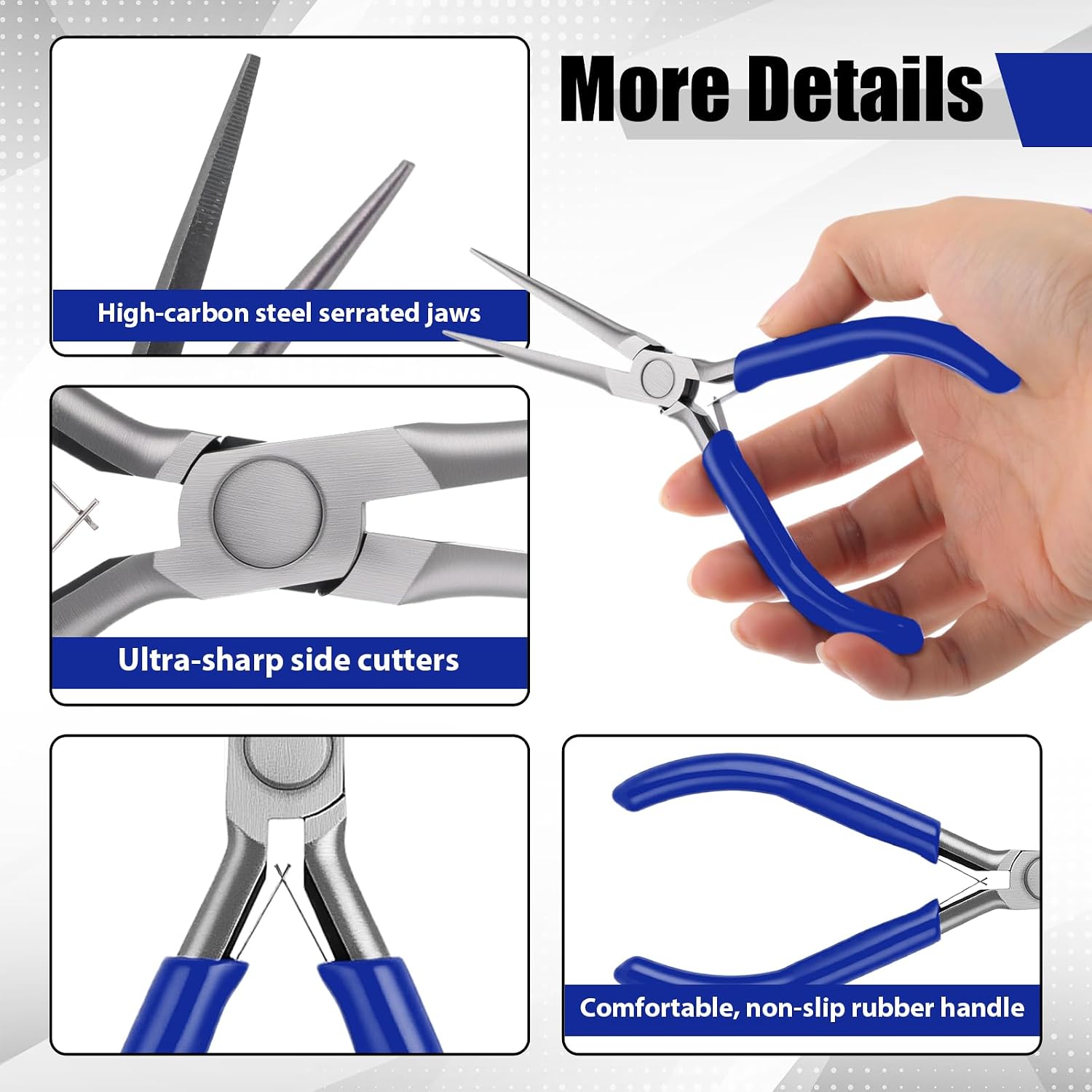 10 Pcs Mini Needle Nose Plier Bulk Jewelry 6 '', Blue
