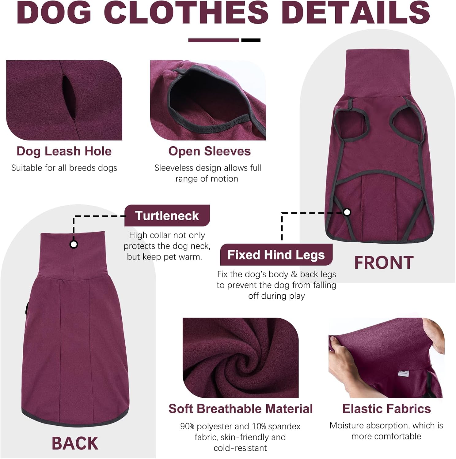 ROZKITCH Dog Sweater S, Warm Turtleneck Shirt for Medium Dogs