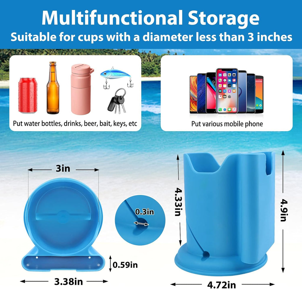 Paddleboard Cup Holder, 2 in 1 Drink Phone Holder for Kayaks SUPs, Blue