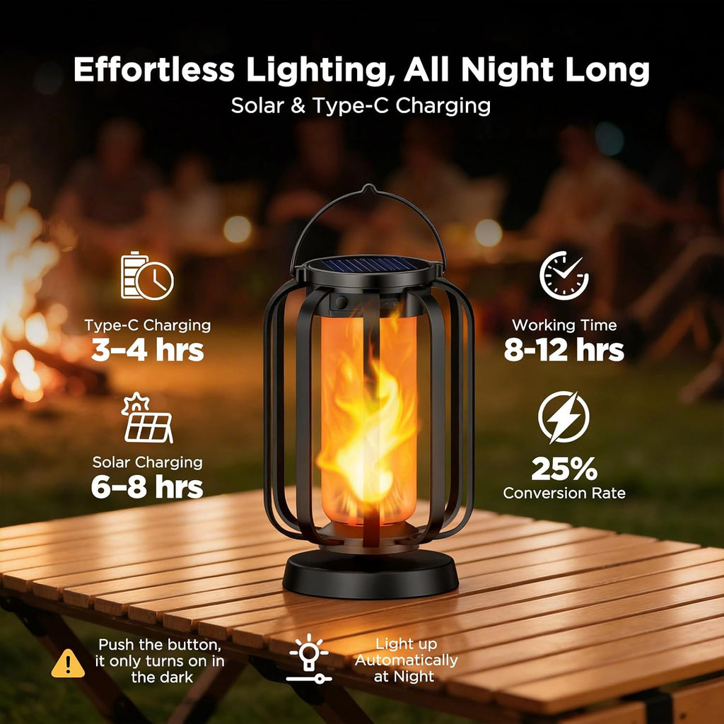 Hompavo Gen2 Solar Lanterns Outdoor Lights with Ultra-Real Flame