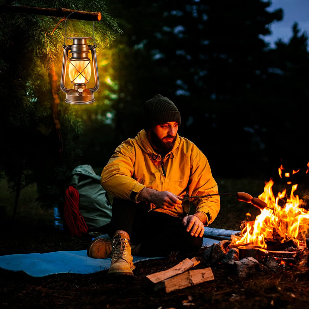 Solar Lantern Outdoor, Flickering Flame LED Vintage Lanterns 2Pack