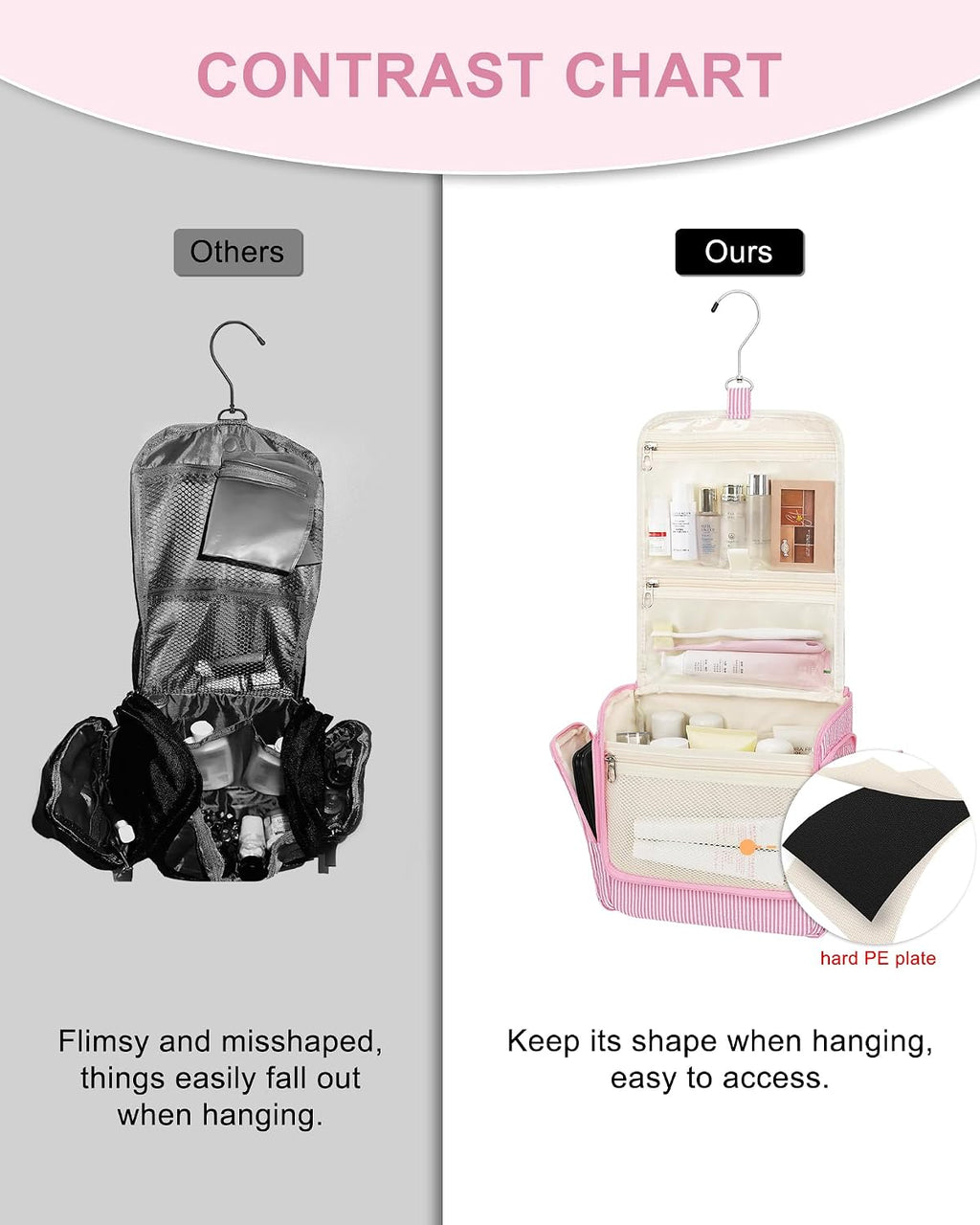 Relavel Travel Hanging Toiletry Bag, Makeup Bag for Women Girls Kids Gifts