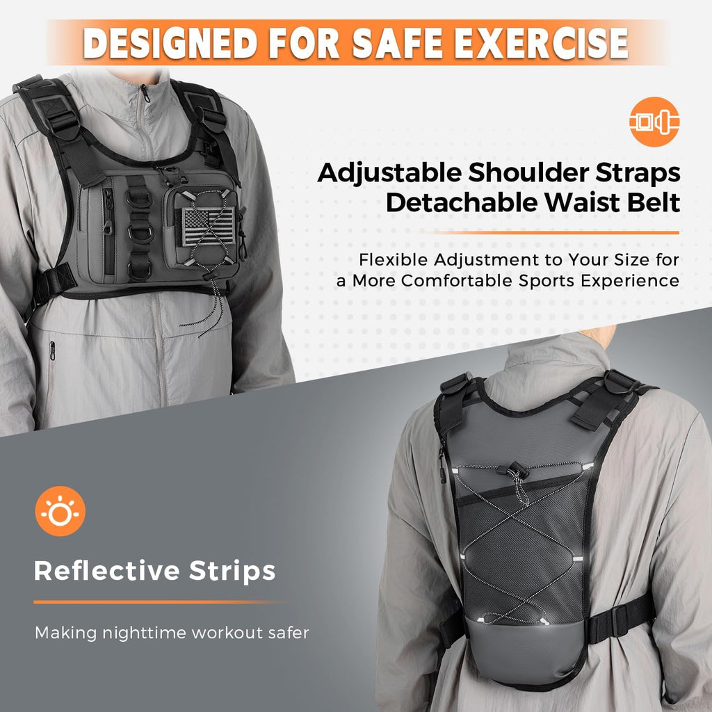 Outdoor Hydration Vest for Running & Hiking, Lightweight Breathable Water Backpack with 2.0L Bladder, Bounce-Free Chest Pack for Marathon, Cycling, Trekking for Men and Women