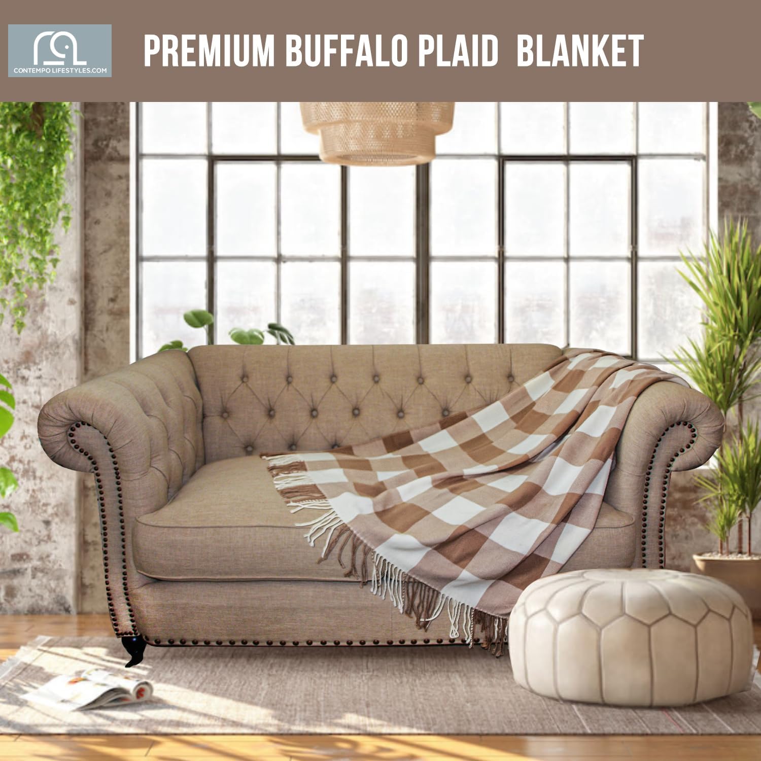 Blankets - Buffalo Plaid Throw Blanket - Decorative Classic Blanket - Comfortable and Ultra-Soft - Lightweight & Indoor Outdoor Blanket - Ideal for Living Room, Couch, Travelling All Seasons