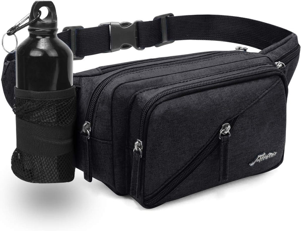 Fanny Pack Waterproof Waist Bag Pack Men Women Hip Bum Bag With Water Bottle Holder Adjustable Strap Suitable For Outdoors Workout Traveling Hiking Cycling Dog Walking Pouch Bag(black)