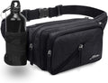 Fanny Pack Waterproof Waist Bag Pack Men Women Hip Bum Bag With Water Bottle Holder Adjustable Strap Suitable For Outdoors Workout Traveling Hiking Cycling Dog Walking Pouch Bag(black)