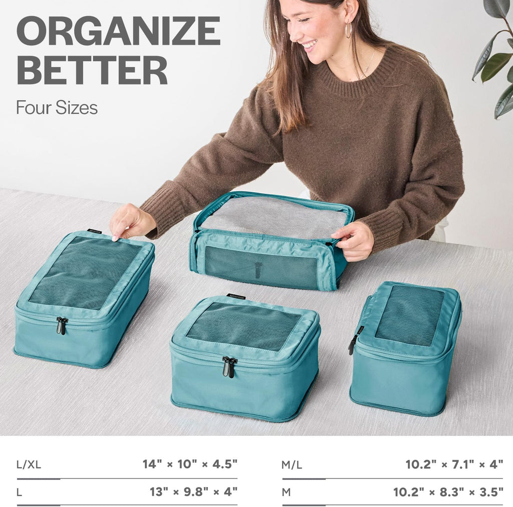 Aerotrunk Compression Packing Cubes for Travel, 4-Pack, Teal