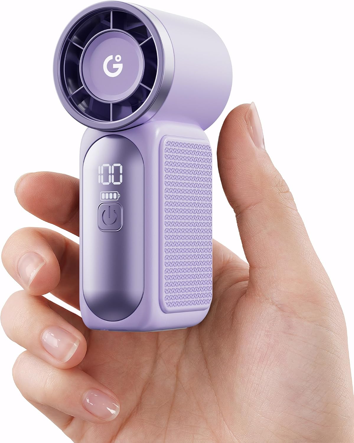 Gaiatop Portable Handheld Mini Fan, 6 Speeds 16900 RPM High Velocity Personal Fan with LED Display, USB Rechargeable, Mini Fan with Lanyard for Makeup, Travel, Outdoor, for Women Girl Gift, Purple