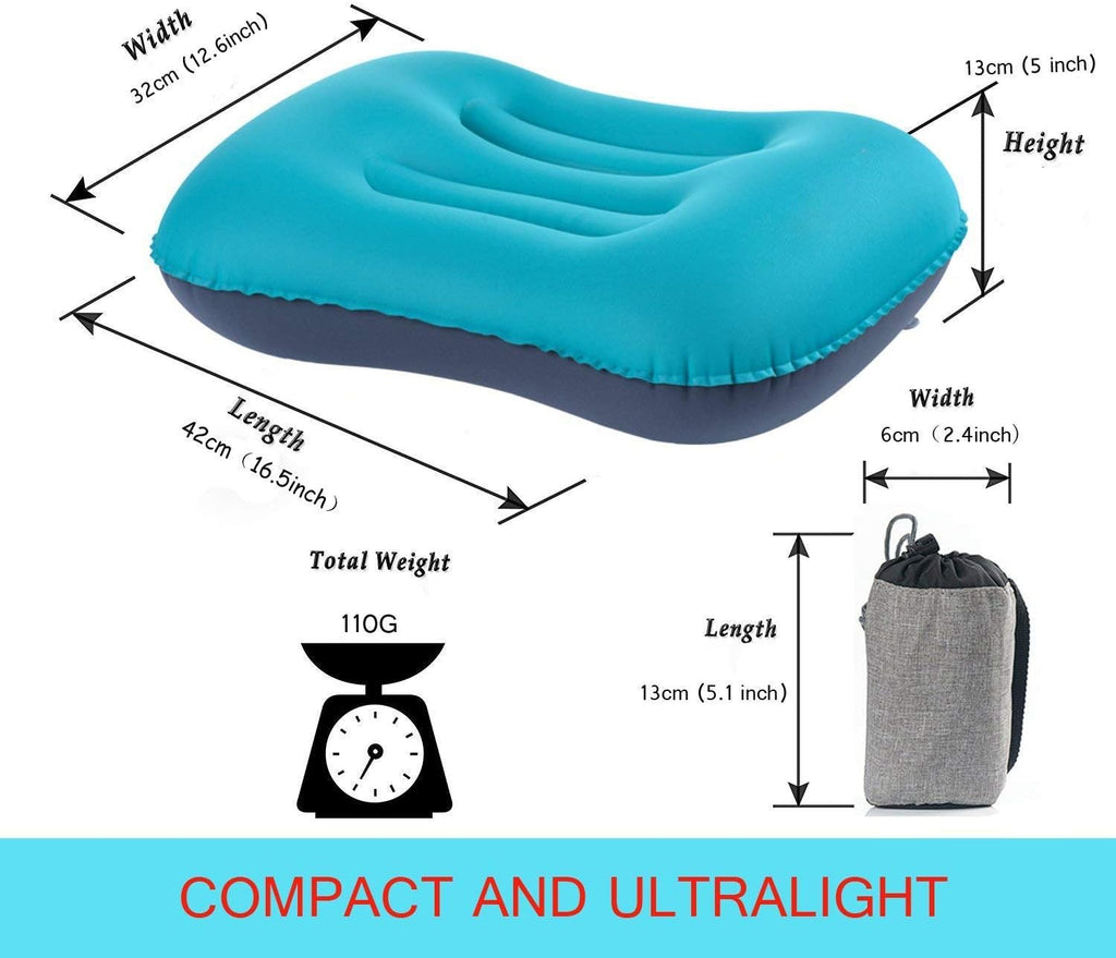 Ultralight Inflatable Camping Pillows - Compressible, Compact, Inflatable, Comfortable, Ergonomic Pillow for Neck & Lumbar Support While Camping,Backpacking,Hiking