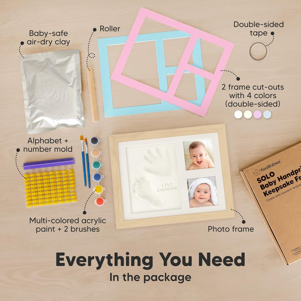 Baby Hand and Footprint Kit,Quick Dry Clay Baby Footprint Kit (Ash Wood)