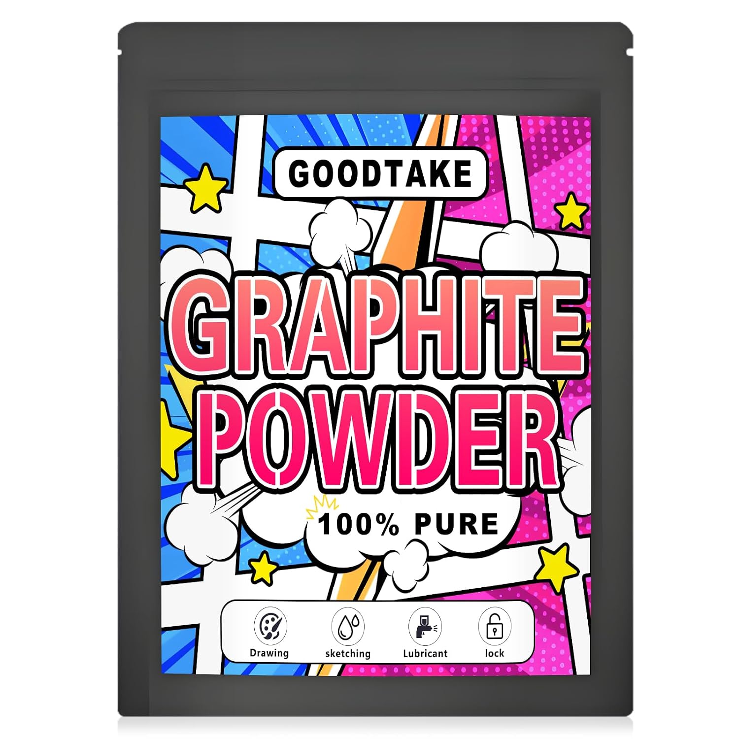 GOODTAKE 2000 Mesh Graphite Powder - 6.5 Micron - Super Ultra Fine Dry Graphite Lubricant for Locks, Bike Chains & Machinery (2 Pounds)