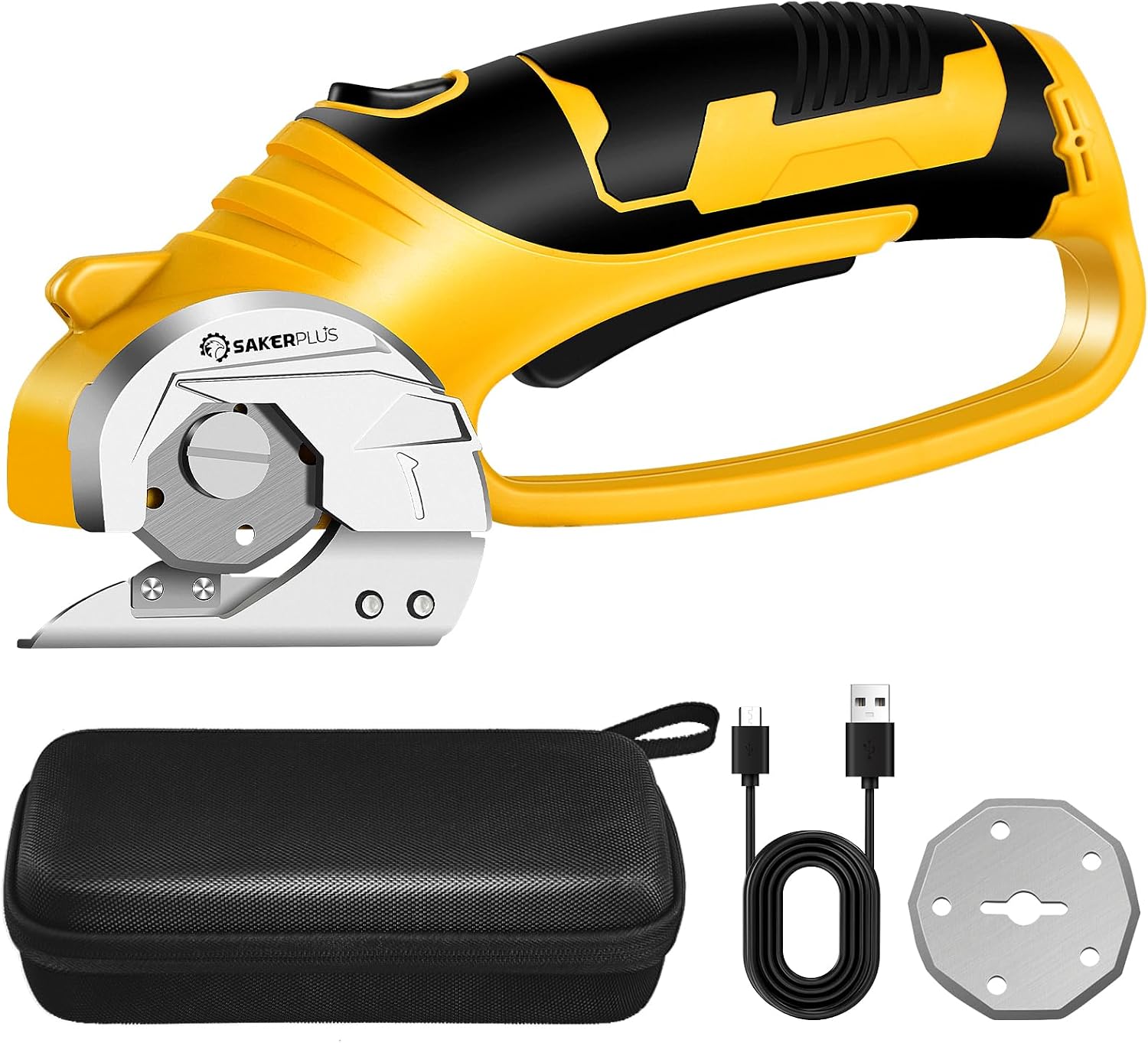 SakerPlus Cordless Electric Scissors, 4V Rechargeable Cardboard Cutter