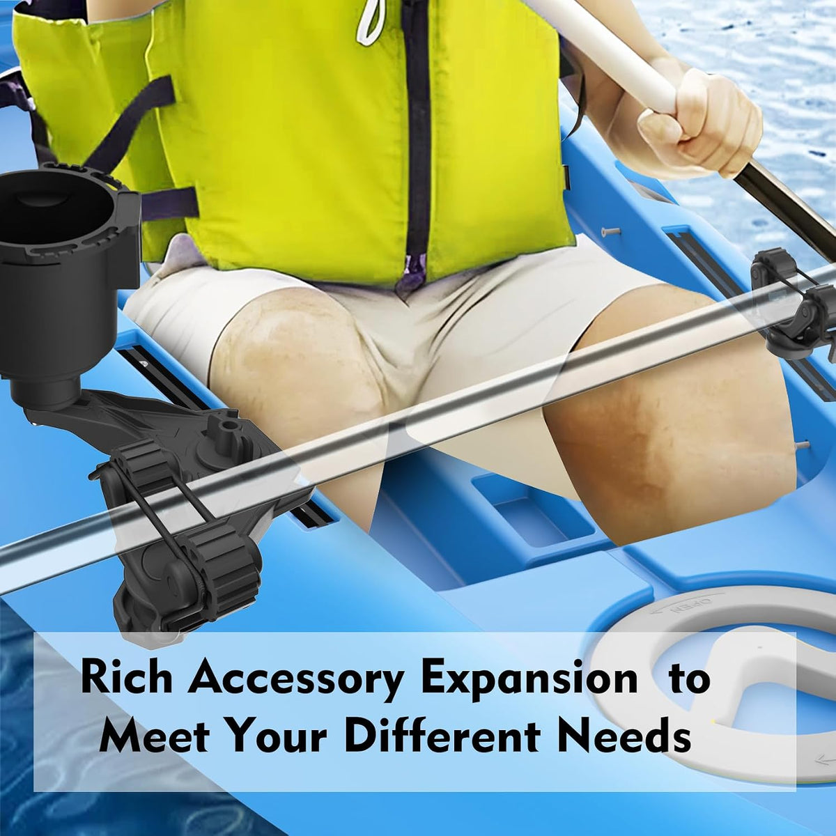 Multifunctional Kayak Paddle Holder, Space-Saving Kayak Paddle Holder, Offset Paddle Holder Kayak Track Mount, Kayak Rail Accessories for Fishing