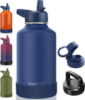 CIVAGO 64 oz Insulated Stainless Steel Water Bottle With Straw and 3 Lids