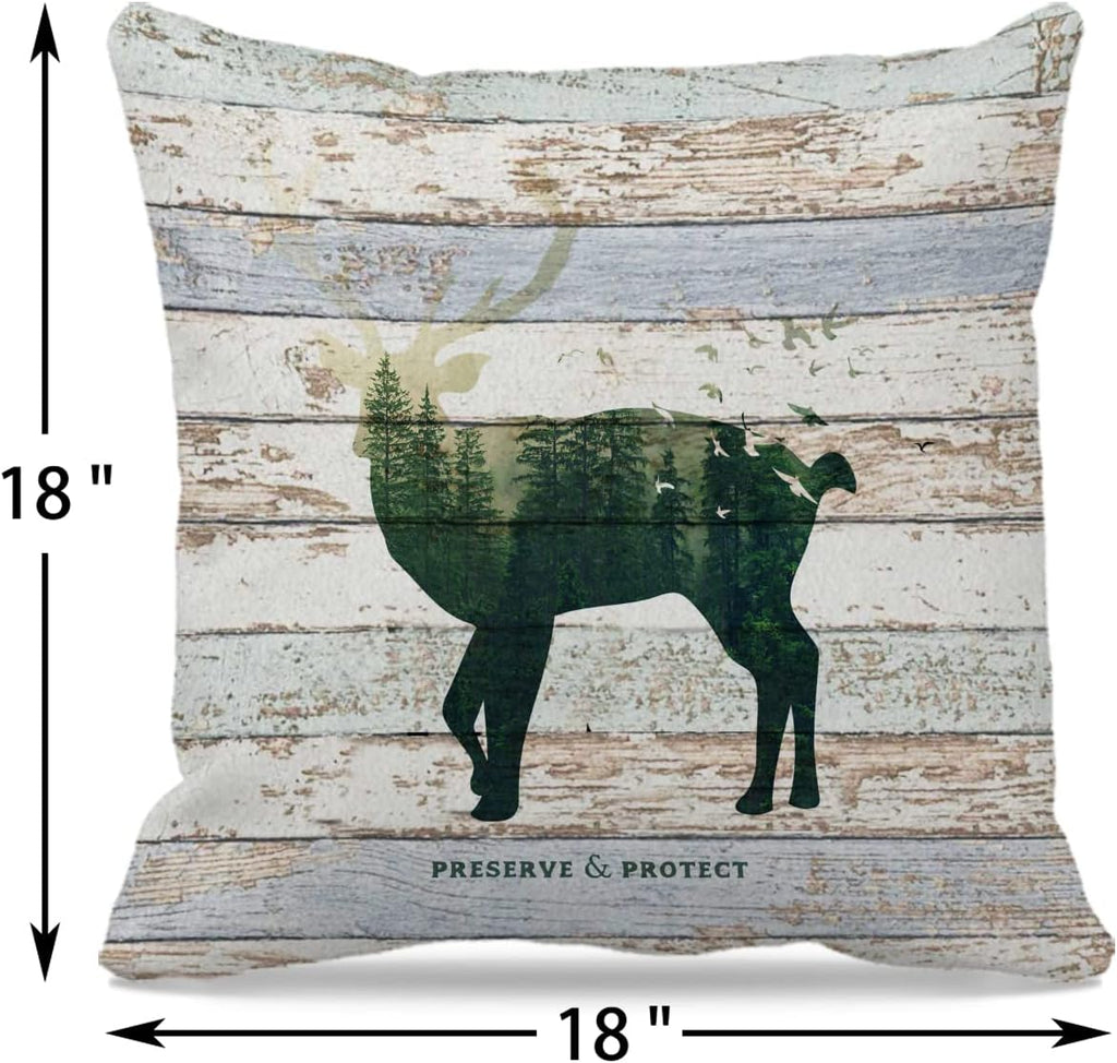 Camping Bear Themed 18″×18″ Throw Pillow Case Set of 4