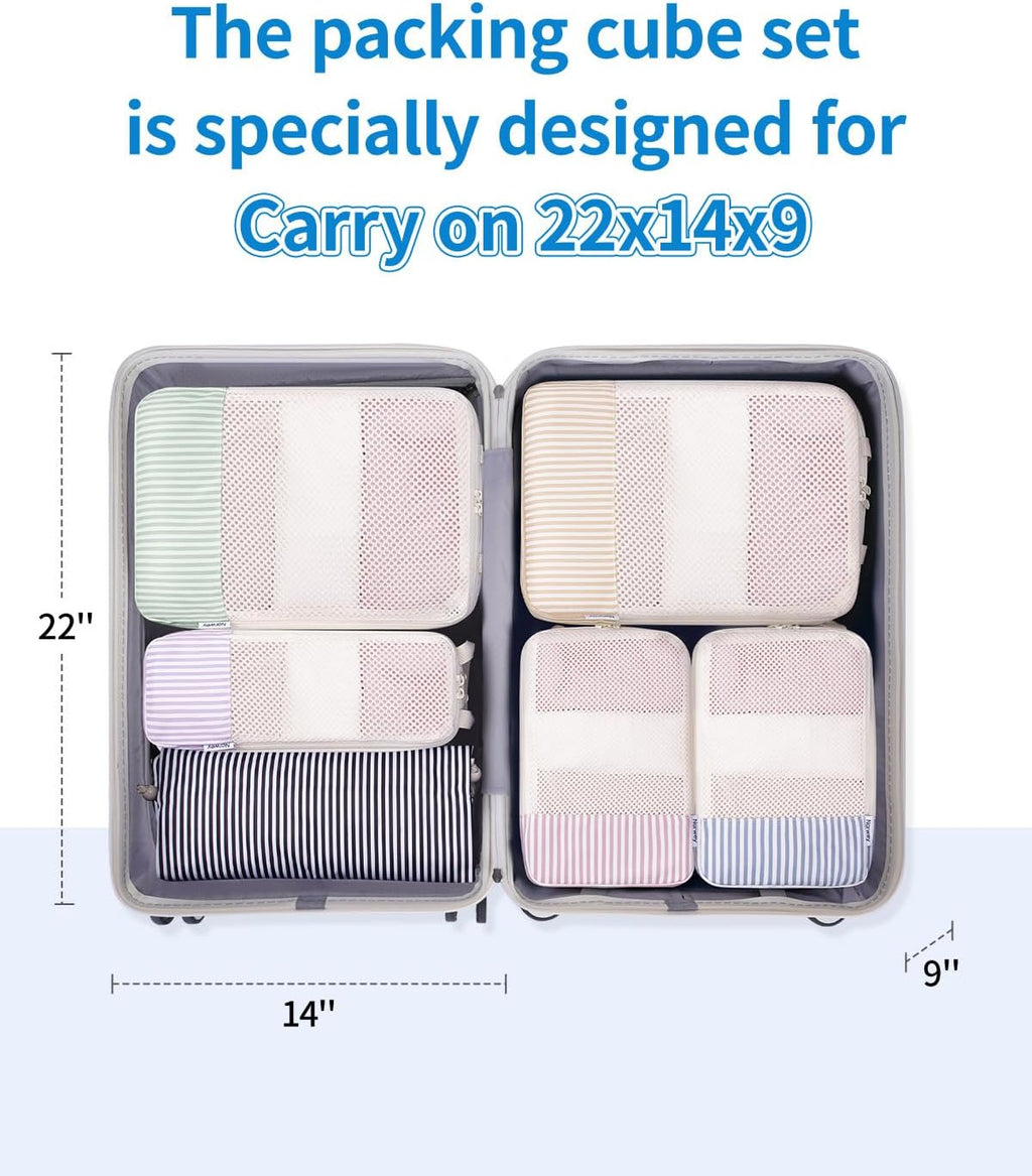 Narwey Compression Packing Cubes for Travel, Cute Luggage Organizer Bags