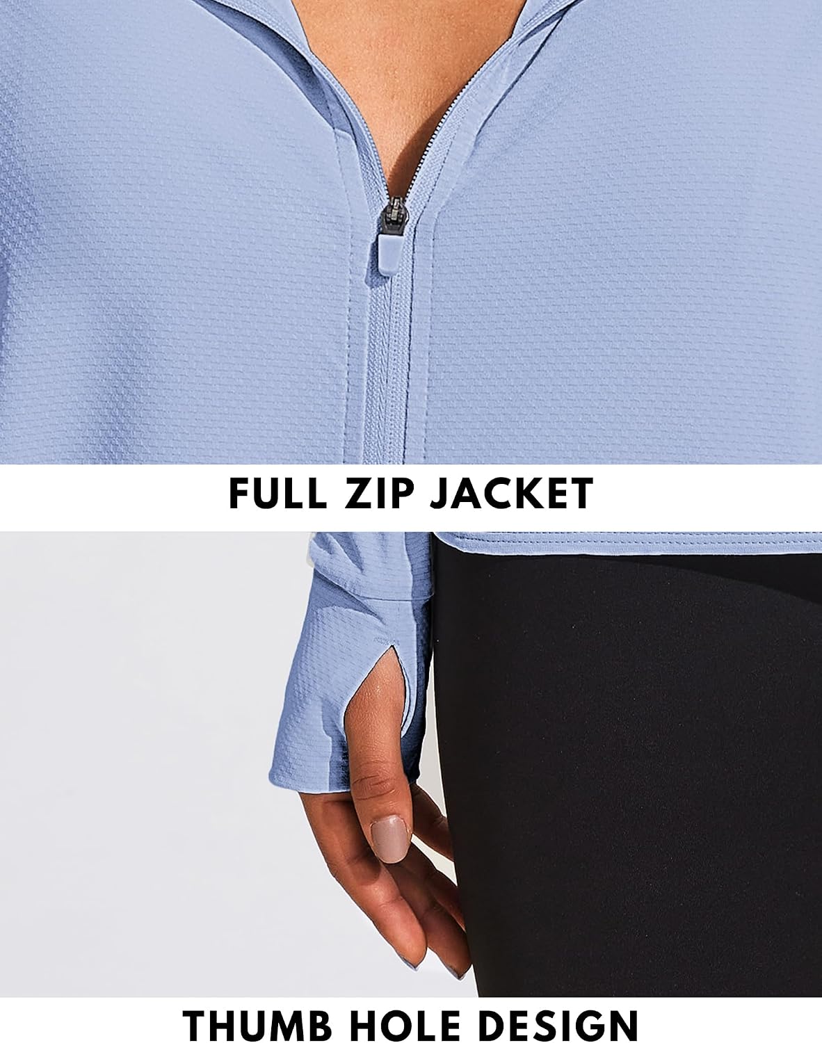 COOrun Women's UPF 50+ Jackets Sun Protection Golf Athletic Jackets Lightweight Full Zip Long Sleeve Shirts with Pockets