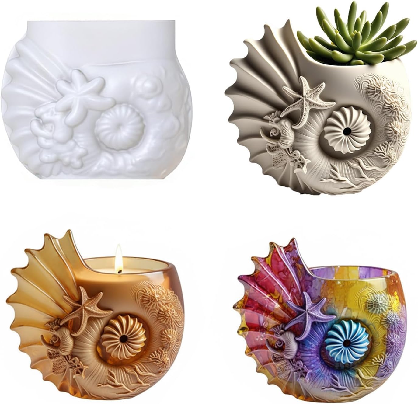 Conch Starfish Resin Mold, Silicone Mold for Epoxy, Plaster and Concrete