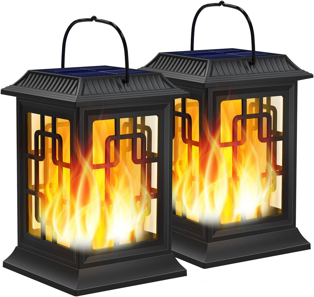 Solar Lanterns Outdoor Waterproof, Hanging Solar Lights 2 Pack
