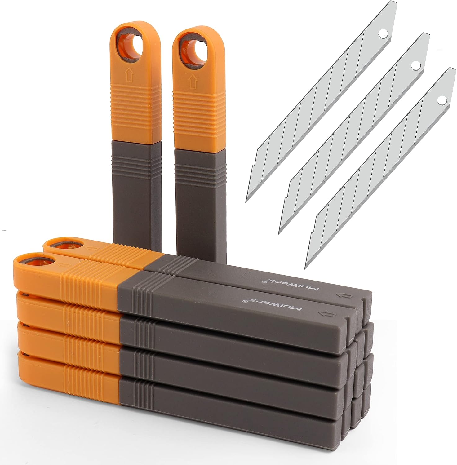 MulWark 100PC 9MM Snap Off 60 Degree Utility Knife Replacement Blades, Multi-Purpose Sharp Precision Box Cutter Blade for Universal Retractable Cutting Knives