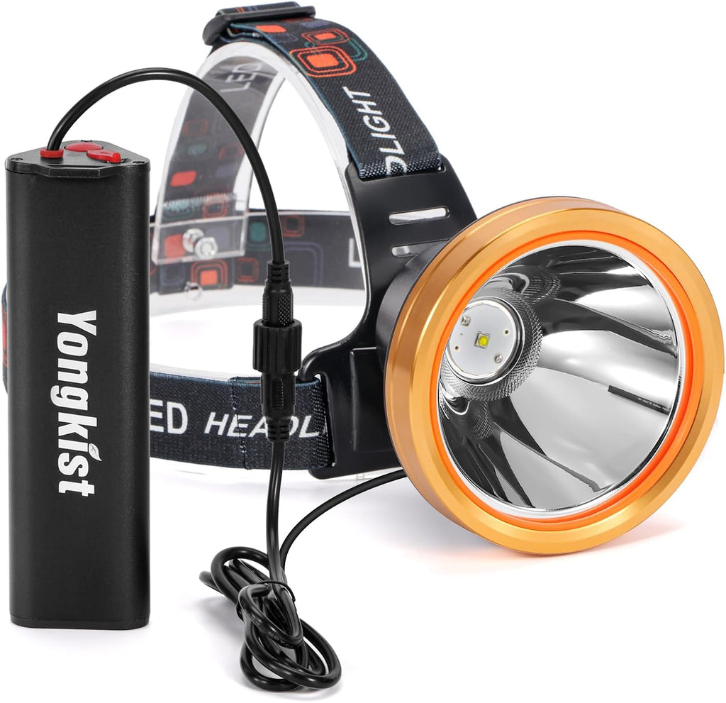 Coon Hunting Light Powerful Headlamp Super Bright LED Spotlight Rechargeable Head Torch Waterproof Flashlight for Outdoor Night Hunting, Camping, Fishing, Hiking, Running, Garden Work