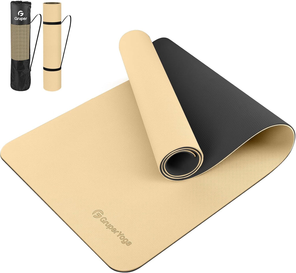 Gruper Yoga Mat Non Slip, Anti-Tear Workout Mat with Carrying Strap and Bag