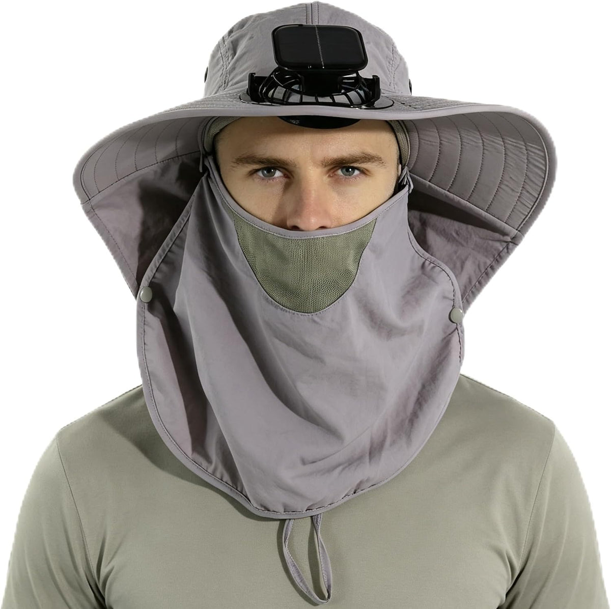 Outdoor Sun Hat Detachable Neck Face Flap UPF 50+UV Protection Visor Fishing Hats with Neck Flap for Men & Women