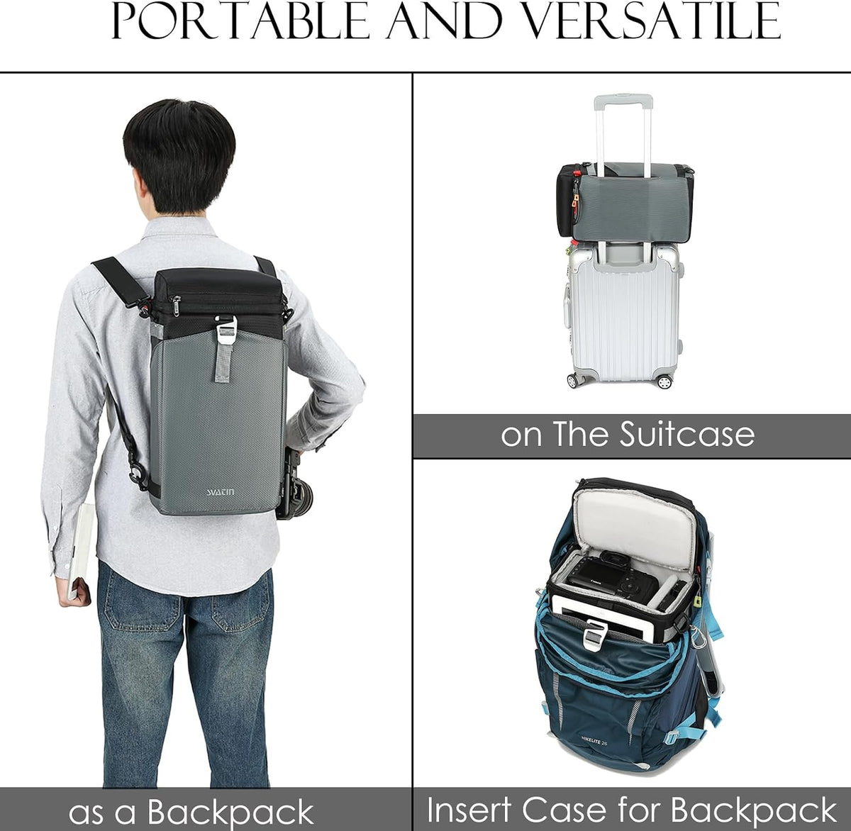 Camera Insert Backpack, Dual-Opening Camera Cube for Travel & Hiking