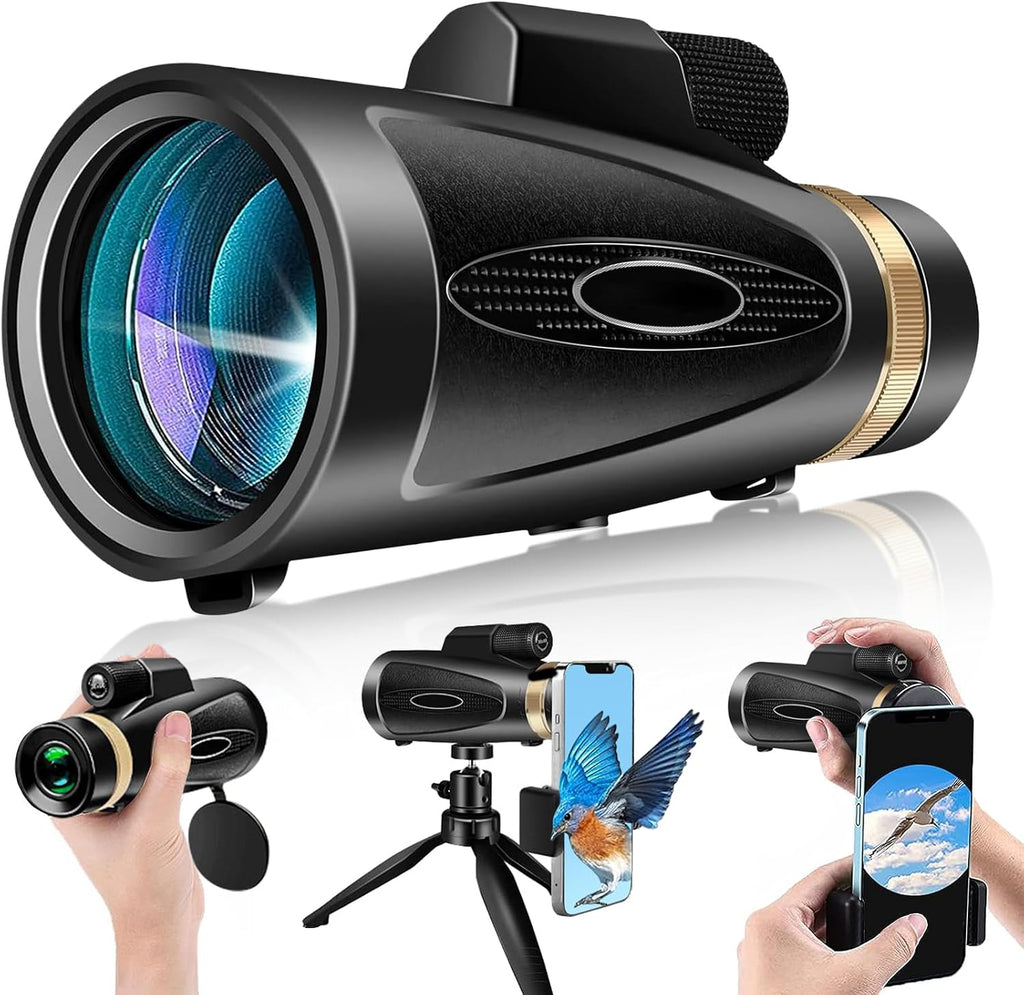 Monoculars for Adults High Powered 80x100 with Smartphone Adapter Tripod BAK4 Prism FMC Lens for Travel Bird Watching Wildlife Hiking Camping