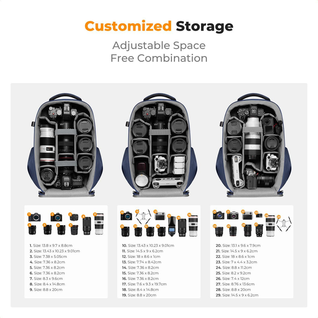 K&F CONCEPT Camera Backpack,Hardshell Photography DSLR Camera Bag