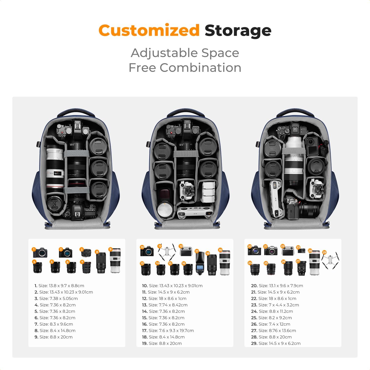 K&F CONCEPT Camera Backpack,Hardshell Photography DSLR Camera Bag