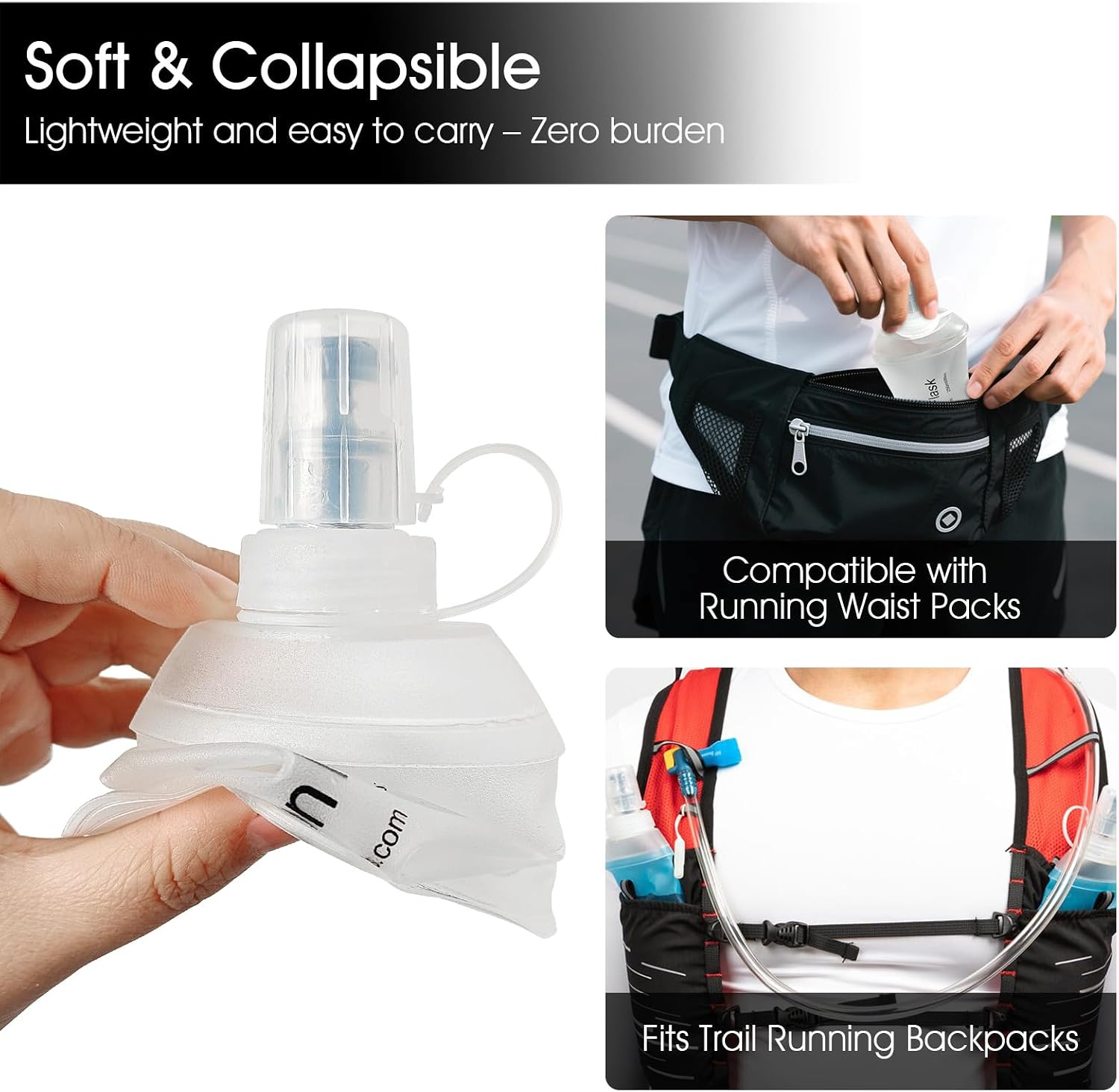 GUYI GYGYL Soft Flask Collapsible Water Bottle for Sports, 150ml White 2pcs