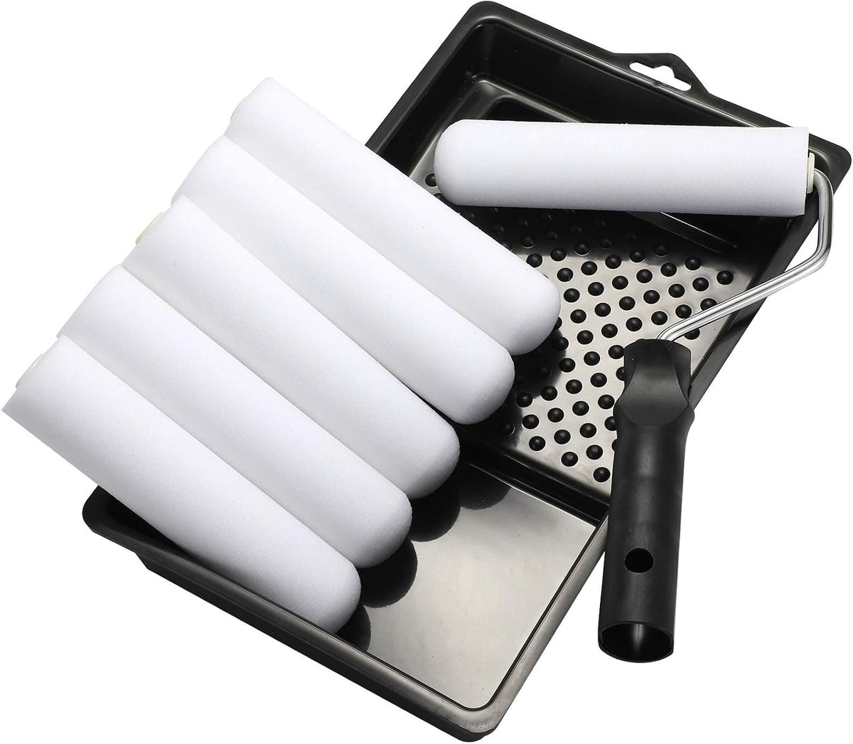 KUPOO 6" Foam Paint Roller Kit Mini Roller with Frame,Tray & 8 Refills