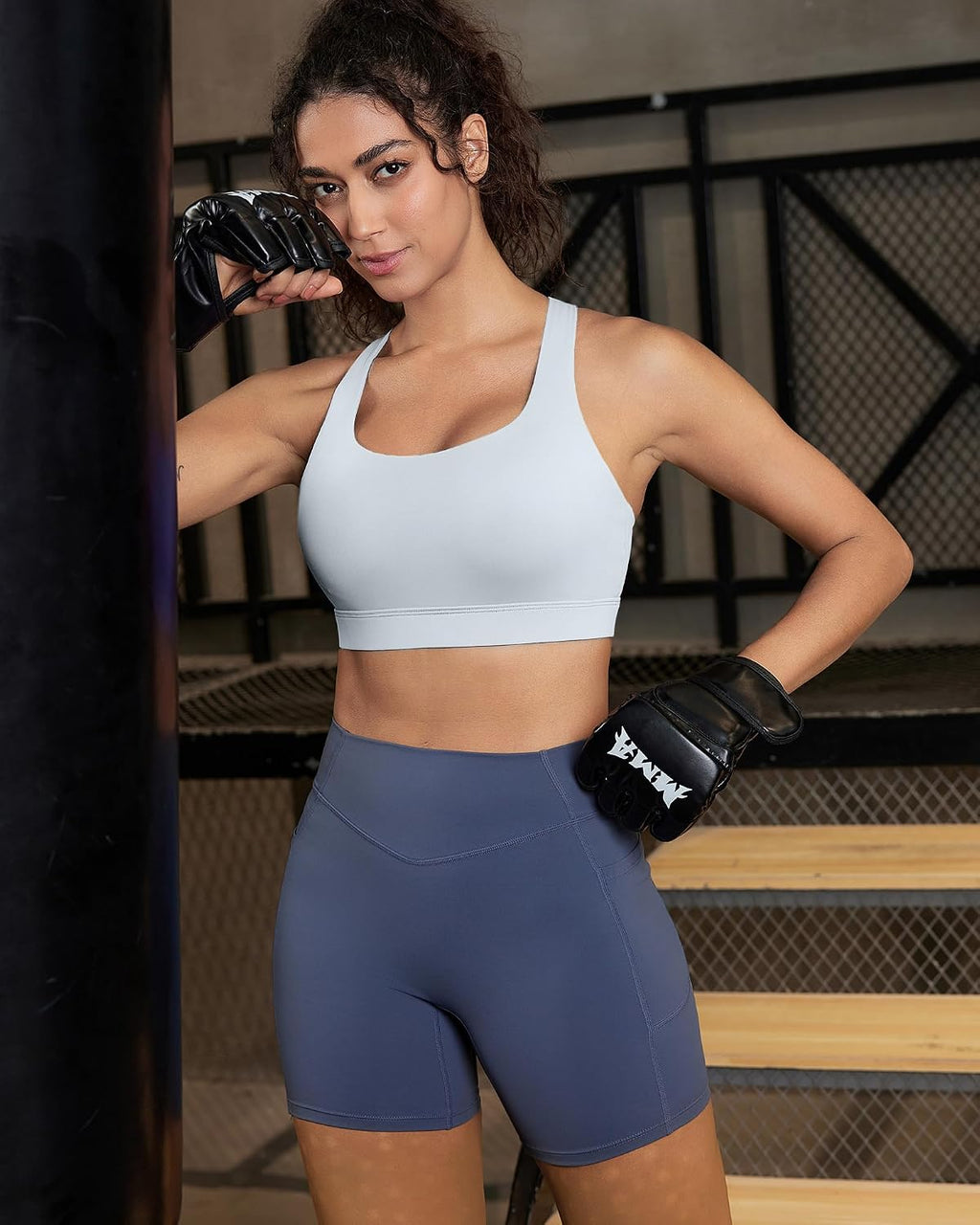 RUNNING GIRL Sports Bra for Women,Molded Cup Strappy Running High Impact Sports Bra with Sewn in Pads